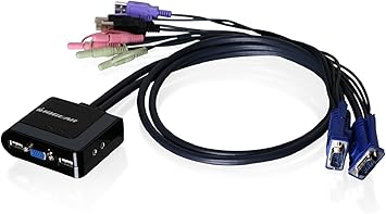 IOGEAR 2-Port USB Cable KVM Switch with File Transfer GCS642U (6 Feet)