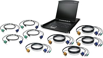 IOGEAR 8-Port 19-Inch LCD KVM Drawer Kit with USB KVM Cables, GCL1908KITU