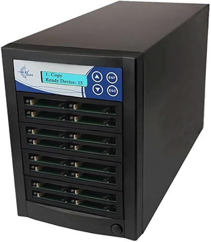 EZ Dupe 1 to 15 CF Duplicator - Multiple Compact Flash Card & Microdrive Cloner Copier and Eraser F15-SSP