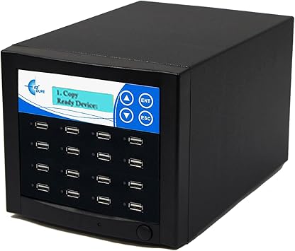 EZ Dupe 1 to 15 Xtreme USB Duplicator - Multiple Flash Media Thumb Drive Copier & External USB Hard Drive Cloner (35MB/Sec) with DOD Compliant Data Erase (U15-SSPX8)