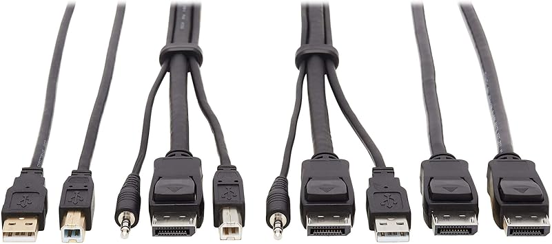 Tripp Lite DisplayPort KVM Cable Kit 4K USB 3.5mm 3xM/USB mm DP mm 10ft (P783-010-DPU)