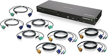 IOGEAR 8-Port IP Based KVM Kit with PS/2 and USB KVM Cables, GCS1808iKIT