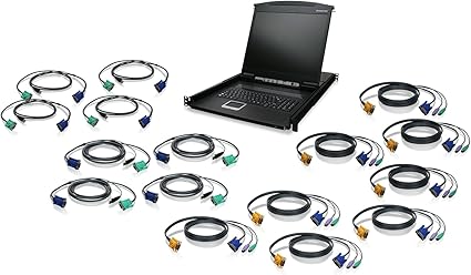 IOGEAR 16-Port 19-Inch LCD KVM Drawer Kit with PS/2 and USB KVM Cables, GCL1916KIT