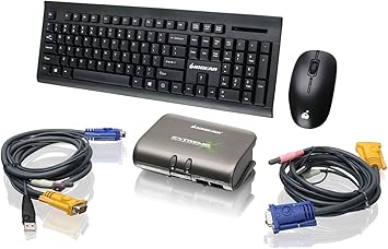 IOGEAR 2-Port KVMP with Long Range Media Center Keyboard and Mouse, GCS1732-KM1