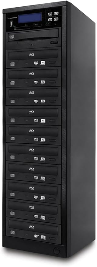 Spartan 12X All-in-One 10 Targets SATA Blu Ray Tower Duplicator with Pioneer Drive (Duplication Tower from SD;CF;USB;BD/DVD to BD/DVD Disc)