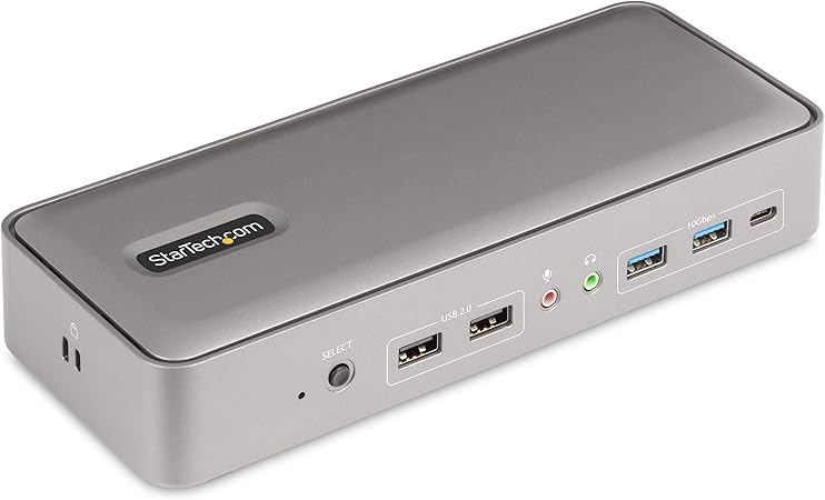 StarTech.com Dual-Laptop USB-C KVM Docking Station, Dual Monitor 4K 60Hz DisplayPort Dock, 5-Port USB Hub, GbE, 90W/45W Power Delivery to Two Laptops, Windows/Mac, 2-Host KVM Dock (129N-USBC-KVM-DOCK)