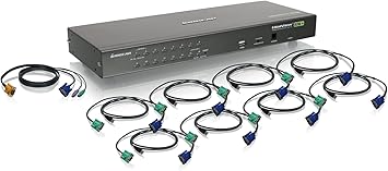 IOGEAR 16-Port USB PS/2 Combo KVM Switch with 8 USB KVM Cables and 1 PS/2 KVM Cable, GCS16KIT