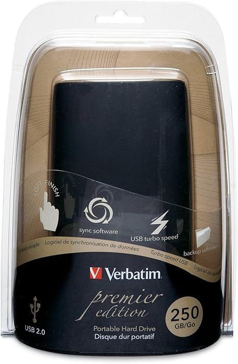 Verbatim Premier Edition 250 GB USB 2.0 Portable External Hard Drive 96778 (Black)