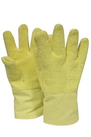 NATIONAL SAFETY APPAREL G51KTLW00214 Kevlar Terry Glove with Extra Felt Patch, Jumbo, Yellow