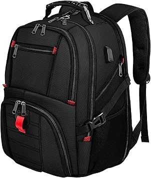 YOREPEK Travel Backpack, Extra Large 50L Laptop Backpacks for Men Women, Water Resistant College Backpacks Airline Approved Business Work Bag with USB Charging Port Fits 17 Inch Computer, Black