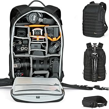 Lowepro ProTactic 450 AW II Black Pro Modular Backpack with Recycled Material, Camera Bag for Professional Use, for Laptop Up to 15