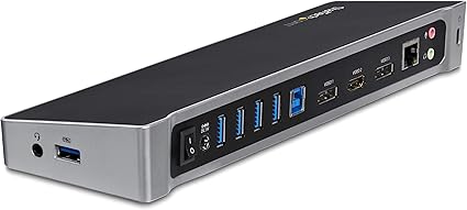 StarTech.com Triple Monitor USB 3.0 Docking Station with 2x 4K DisplayPort & HDMI, 5x USB-A Hub (1x Fast-Charge), 3.5mm Audio, GbE - USB Type A Universal Laptop Dock, MacOS / Windows (USB3DOCKH2DP)