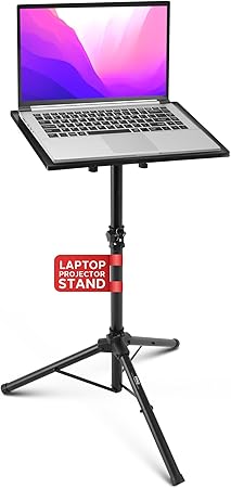 PYLE-PRO Universal Laptop Projector Tripod Stand - Computer, Book, DJ Equipment Holder Mount Height Adjustable Up to 39.37” w/ 14” x 11” Plate Size - Perfect for Stage or Studio Use PLPTS2