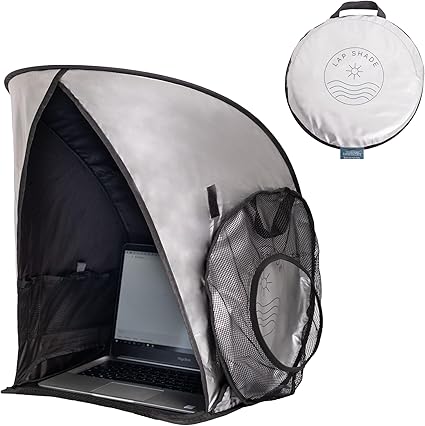 Laptop Sun Shade for Working Outside | Glare Blocker | Heat Reflective | Waterproof | Fits up to 17” Screens | Foldable & Portable Privacy Screen Hood Tent for Outdoors | Perfect Viewing Angle