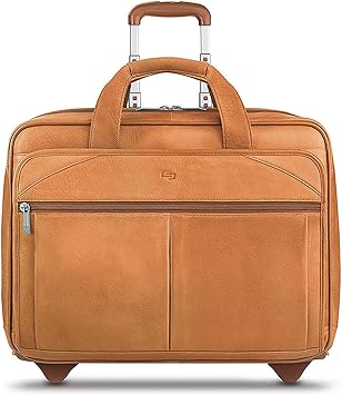 Solo Walker Leather Rolling Laptop Bag, Tan