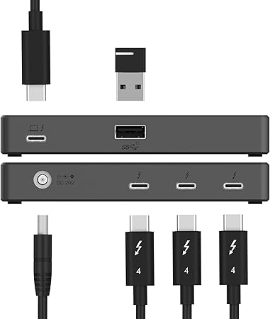 SABRENT Thunderbolt 4 Hub with 60W Charging for Laptops, USB-C Dock, Supports 2X 4K 60Hz Monitors or 1x 4K 144Hz, 5K/6K/8K@60Hz (DSC) Monitor,15.7