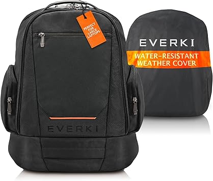 Everki ContemPRO 117 Large Gaming Laptop Backpack with Rain Cover - Spacious Business Backpack for 17-18.4 Inch Laptops, Large Compartments, Travel Laptop Backpack, Capacity of 42-L (EKP117B), Black