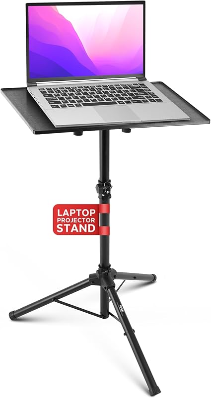 Pyle Universal Laptop Projector Tripod Stand - Adjustable Computer, DJ Equipment Holder Mount with 20'' x 16'' Plate, Height Adjustable 29 to 52 Inches -Portable for Stage,Studio, Home, and Office Use