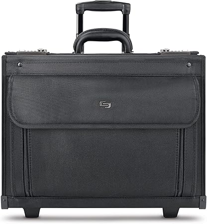 Solo Classic Rolling Hard Sided Catalog Case With Dual Combination Locks, Black