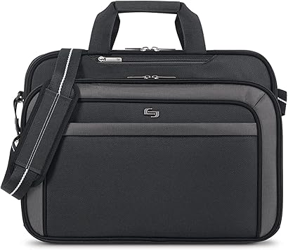 Solo New York Empire 17.3-Inch Laptop Briefcase, TSA Friendly, Black/Grey