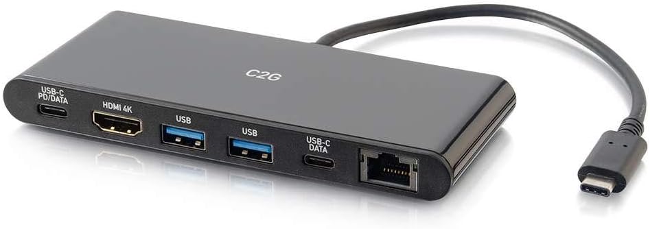 C2G Docking Station, USB C Docking Station, 4K Docking Station, Macbook USB C Hub, USB C Adapter for Macbook Pro & Air - Compatible with USB-C & Thunderbolt 3 Laptops, Black, Cables to Go 28845