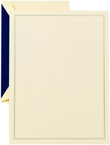 Crane & Co. Regent Blue Triple Hairline Half Sheet (CH3301), Ecruwhite