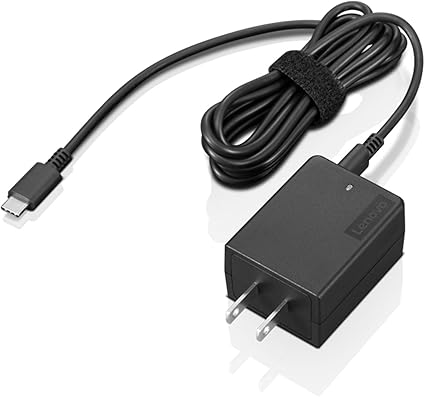 Lenovo 45W USB-C Ultraportable Adapter, AC Wall Charger for Laptops, Smartphones and Tablets, Indicator Light, Model No. WAH007, GX20U90488