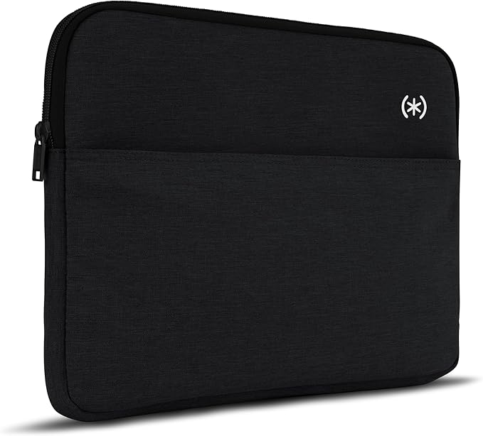 Speck Transfer Pro-Pocket Universal 13-14 Inch Laptop Sleeve with Front Pocket - Durable Protective Case for Laptops and Tablets - Compatible with MacBook Computers - Black/White