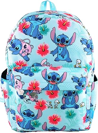 Disney Lilo & Stitch 17 Inch Deluxe Backpack with Laptop Compartment (Aqua)