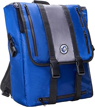 Case-It BKP-102 Laptop Backpack with Hide-Away Binder Holder, Fits 13-Inch Laptops, Blue/Grey (BKP-102 BLUG)