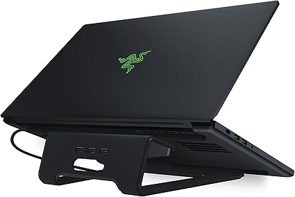 Razer Laptop Stand Chroma: 3-Port USB 3.0 Hub - Ergonomic Design - Anodized Aluminum Construction - Customizable Chroma RGB Lighting - Matte Black