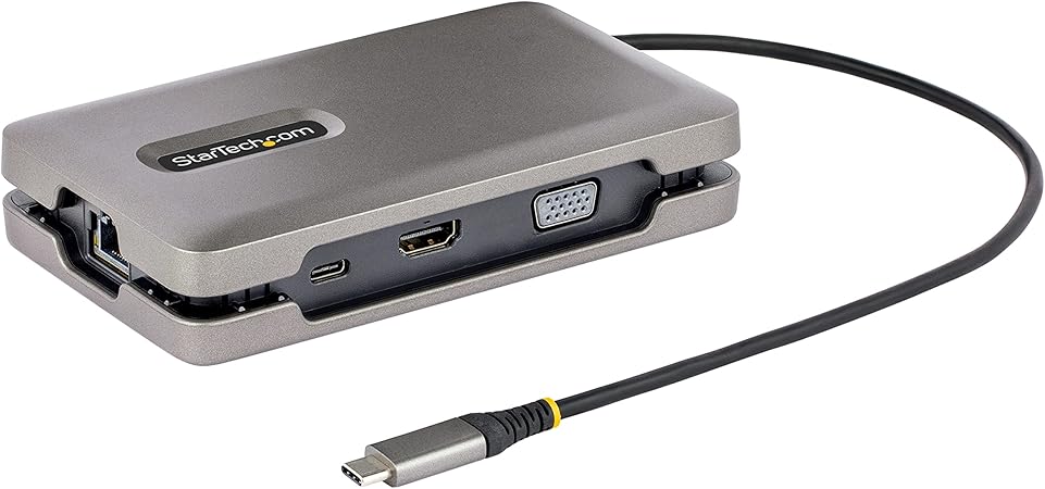 StarTech.com USB-C Dual Monitor Multiport Adapter up to 4K 60Hz USB-C DP Alt Mode Video Output & HDMI 2.0, or 1080p VGA, 100W PD Pass-Through, USB Type C Mini Docking Station, MST Hub (DKM31C3HVCPD)