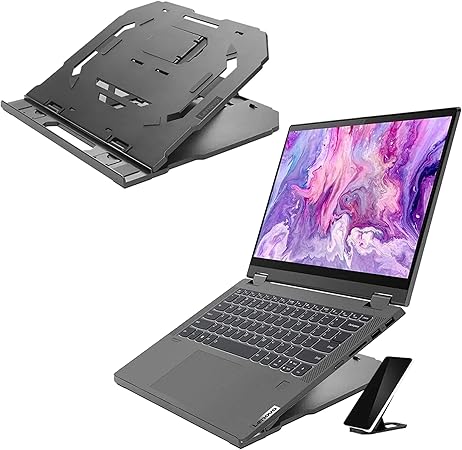 Lenovo 2-in-1 Laptop Stand - Adjustable, Portable, Foldable, Ergonomic, Non-Slip, Compatible with Laptops up to 15