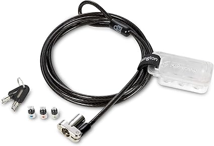 Kensington Universal 3-in-1 Keyed Laptop Locking Cable, Computer Security Keyed Lock, T-bar, Nano, Wedged-shaped (K62318WW)