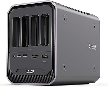 SanDisk Professional - PRO-Dock 4; 4-Bay Reader Docking Station - (1x) USB-C (USB 3.2 Gen 1) Port - SDPD14F-0000-NBAAD, Gray