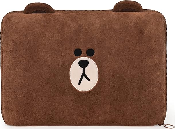 GUND LINE Friends Brown Zippered Computer Laptop Soft Case, 10.5”H x 15”W