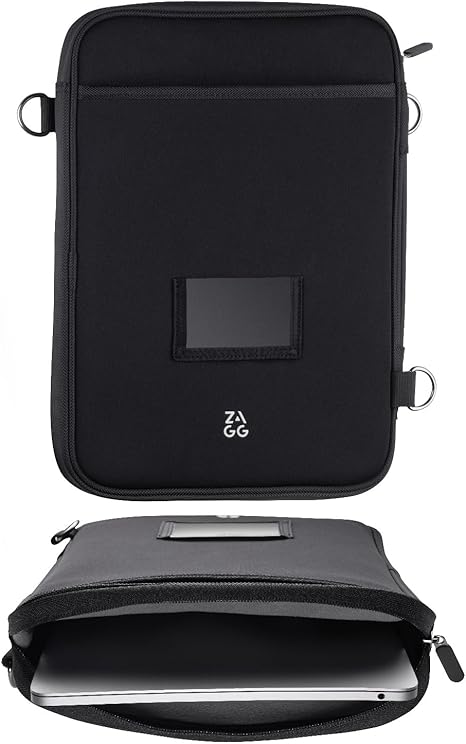 ZAGG 13+ Protective Laptop Sleeve with Pouch – Fits 13-15 Inch Tablets, Chromebooks, and Laptops, Water-Resistant Neoprene Case with ID Holder and Zippered Pocket