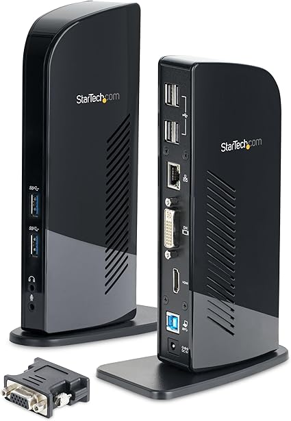 StarTech.com USB 3.0 Dual Monitor Docking Station with HDMI & DVI/VGA, 6x USB-A Ports, Ethernet, Audio & USB Type-A Hub, Universal Laptop Dock - Windows/macOS/ChromeOS (USB3SDOCKHD)