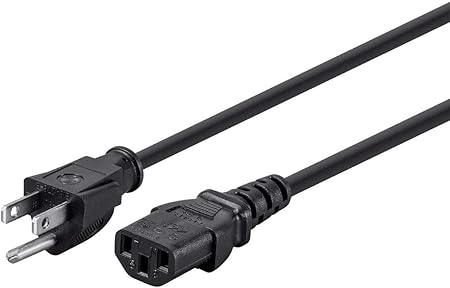 Monoprice 6ft 14AWG Power Cord Cable w/ 3 Conductor PC Power Connector Socket, 15A (NEMA 5-15P to IEC-320-C13) Black