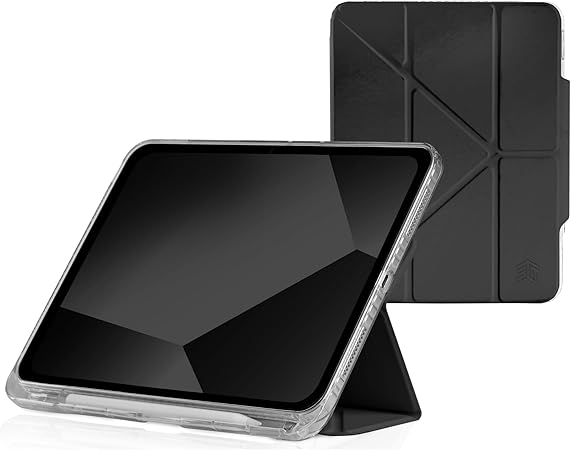 STM Goods OPP iPad 10th Gen Protective Case with Innovative Origami Magnetic Cover, Slim, Integrated Apple Pencil Holder - Perfect for Travel, Teens, Streamers and Professionals - Black