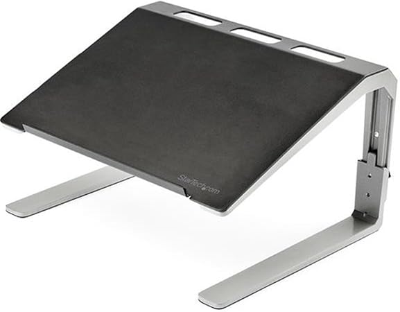 StarTech.com Adjustable Laptop Stand - Heavy Duty Steel & Aluminum - 3 Height Settings - Tilted - Ergonomic Laptop Riser for Desk (LTSTND)