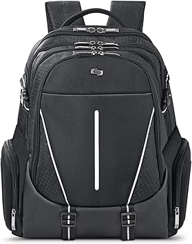 Solo New York Rival 17.3 Inch Laptop Backpack with Hardshell Side Pockets, Black