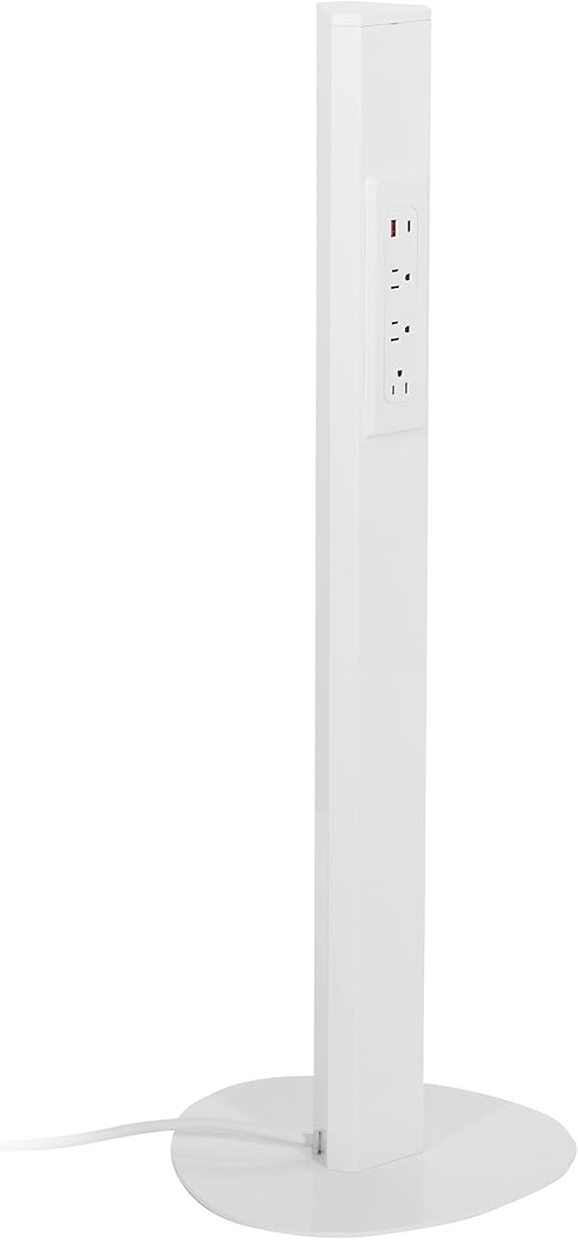 Office Star Power Anywhere Freestanding Station for USB Type-A and C, and 3 A/C Outlets, White