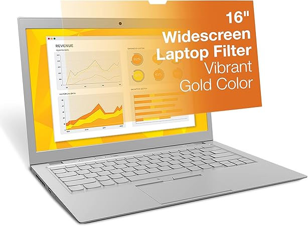 3M Gold Privacy Filter for MacBook Pro 16 with Comply Attachment System for Flip-Share, Reversible Gold/Black, Reduces Blue Light, Screen Protection (GFNAP009)