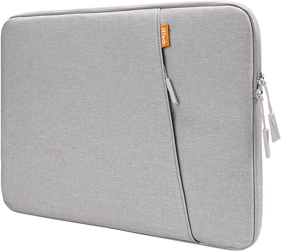 JETech Laptop Sleeve for 13.3-Inch MacBook Air/Pro, 14-Inch MacBook Pro 2021 M1, 13-13.6 Inch Notebook, Waterproof Shock Resistant Bag Case with Accessory Pocket (Light Grey)