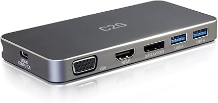 C2G USB-C 7-in-1 Dual Display MST Docking Station with HDMI, DisplayPort, VGA and Power Delivery up to 100W - 4K 30Hz