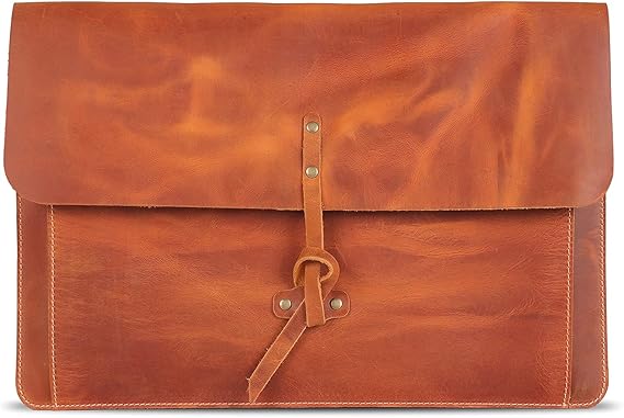 Londo Real Grain Leather MacBook Pro and MacBook Air Case, Front Pocket & Flap Closure - 16 Inch - 15 Inch - 15.5 Inch (M2, M2 Pro, M2 Max, M1) 2020 2021, 2022 and 2023 Models