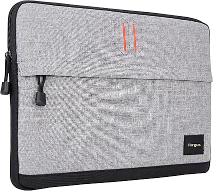 Targus Strata Sleek Travel Laptop Sleeve with Lightweight Durable Padding, Front Zip Pocket Pouch, Handles, Protective Slipcase fits for 13.3-Inch Laptop, Gray/Pewter (TSS62404US)