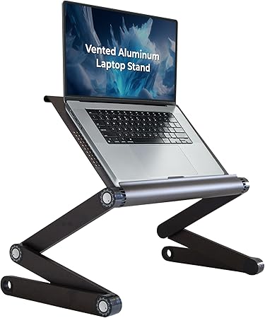 WorkEZ Adjustable Laptop Stand for Desk, Laptop Stand Adjustable Height Foldable Laptop Riser, Portable Computer Stand Notebook Laptop Holder, Black