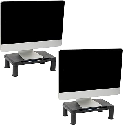 Mind Reader Monitor Stand, Set of 2, Height Adjustable, Laptop, Computer, Riser, Office, 14.5